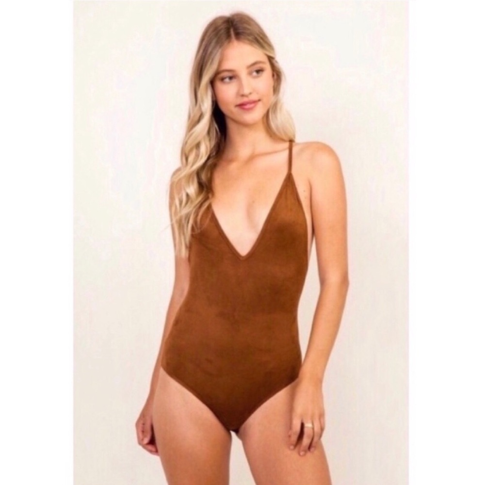 3 PACK | Faux Suede Bodysuit - Carmel